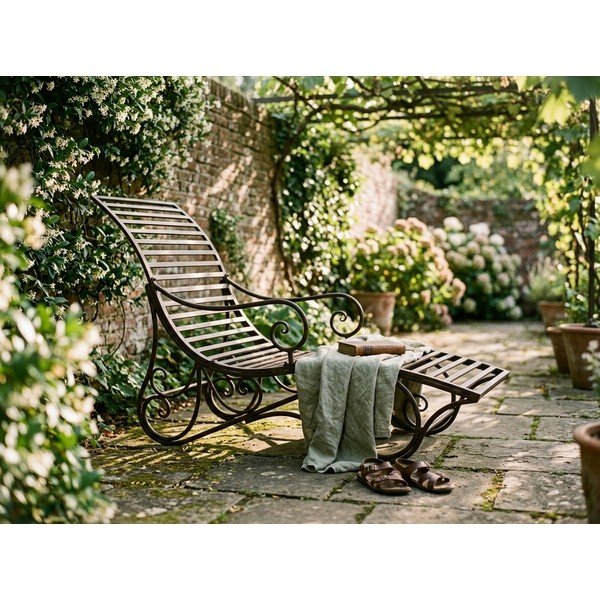 Tumši brūns metāla dārza zvilnis Kuwa – Garden Pleasure-image-1