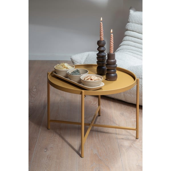 Okera dzeltens metāla apaļš žurnālgaldiņš ø 50 cm Meseta  – Leitmotiv-image-1