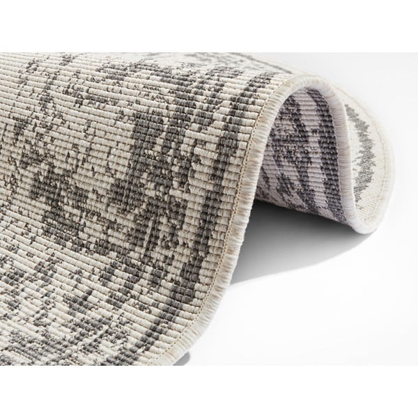 Pelēks un krēmkrāsas āra paklājs NORTHRUGS Borbon, ø 140 cm-image-3