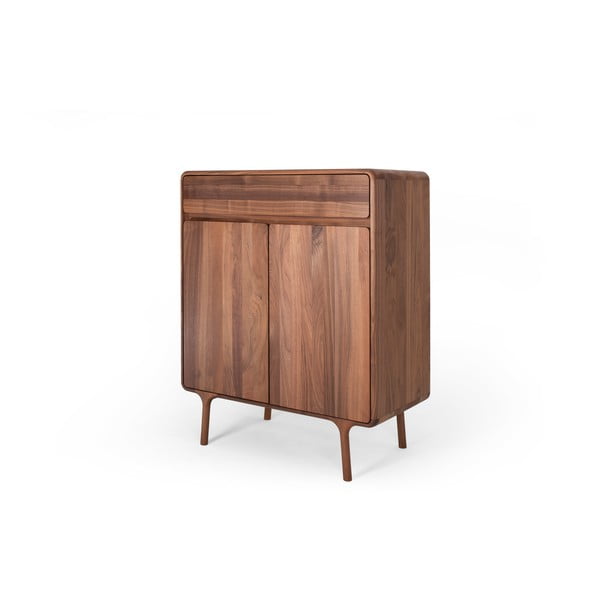 Brūna valrieksta masīvkoka kumode 90x110x45 cm Fawn – Gazzda-image-4