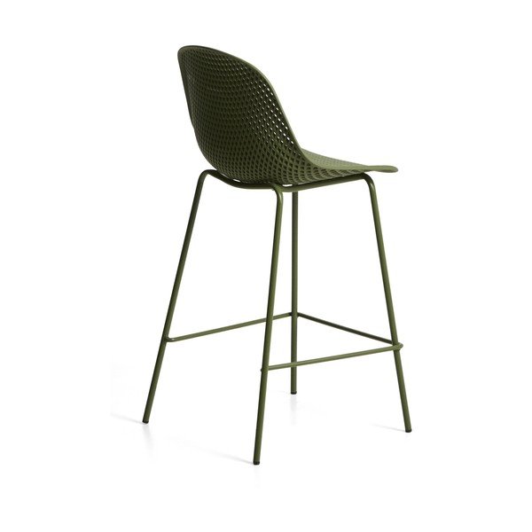 Zaļš metāla/plastmasas dārza bāra krēsls Quinby – Kave Home-image-4