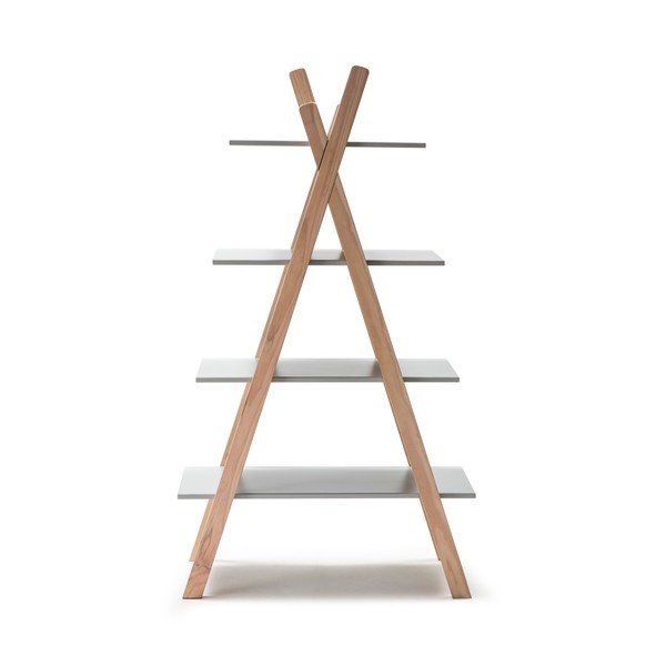 Bērnu grāmatplaukts ar pelēkiem plauktiem un priedes koka konstrukciju Marckeric Elisa-image-3