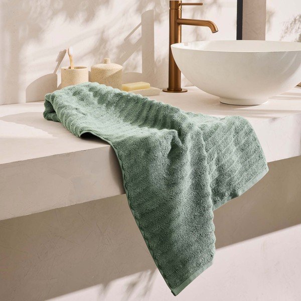 Zaļš frotē kokvilnas dvielis 50x90 cm Maya – douceur d'intérieur-image-3