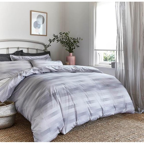 Pelēka gultasveļa Bianca Stripe Cotton, 220 x 230 cm