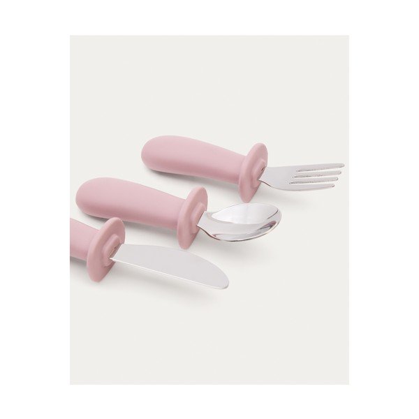 Rozā plastmasas/silikona bērnu galda piederumi (3 gab.) Lili – Kave Home-image-4