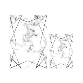 2 balti pelēku vannas paklājiņu komplekts Mila Home Geometric