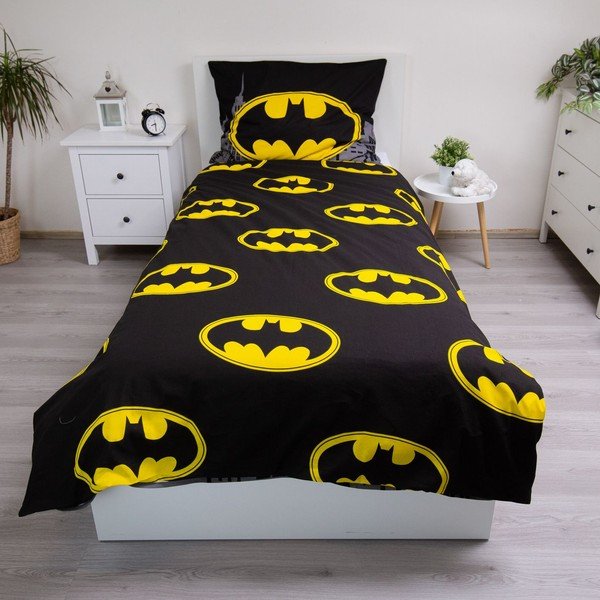Vienguļamā kokvilnas bērnu gultas veļa 140x200 cm Batman "The Emblem" – Jerry Fabrics-image-2