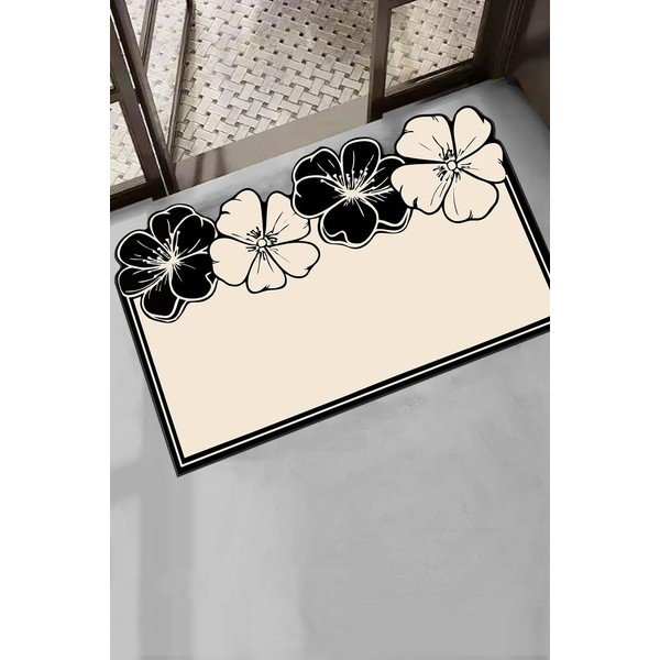 Melns/krēmkrāsas vannas istabas paklājiņš 60x100 cm Morpho – Foutastic-image-1