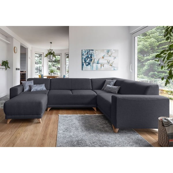 Antracīta pelēks salokāms/ar uzglabāšanas vietu stūra dīvāns (ar labo stūri/U veida) Classy Sophie – Miuform-image-1