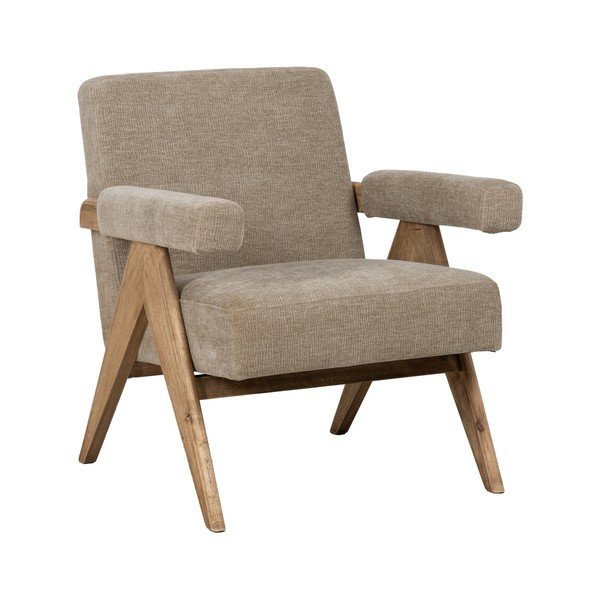 Bēšs atpūtas krēsls no šenila auduma Rest – Ixia