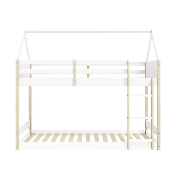 Balta/dabīga toņa bērnu gulta mājas formā/divstāvu 90x190 cm Valka – Marckeric-image-3