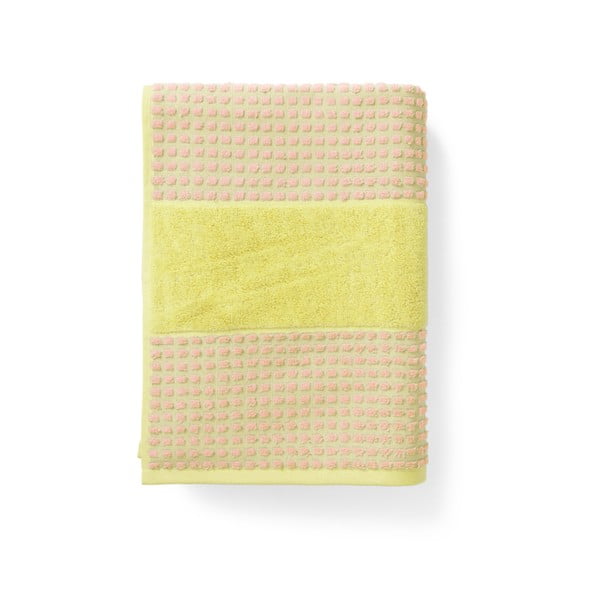 Dzeltens/rozā frotē dvielis no organiskās kokvilnas  50x100 cm Check – JUNA