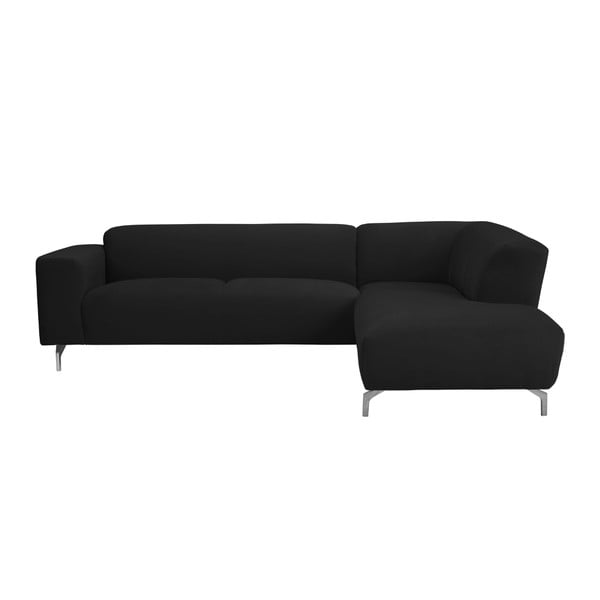 Melns stūra dīvāns Windsor & Co Sofas Orion, labais stūris