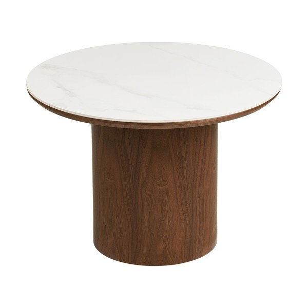 Tumša dabīga toņa apaļš žurnālgaldiņš ar keramikas virsmu ø 60 cm Noli – House Nordic-image-2