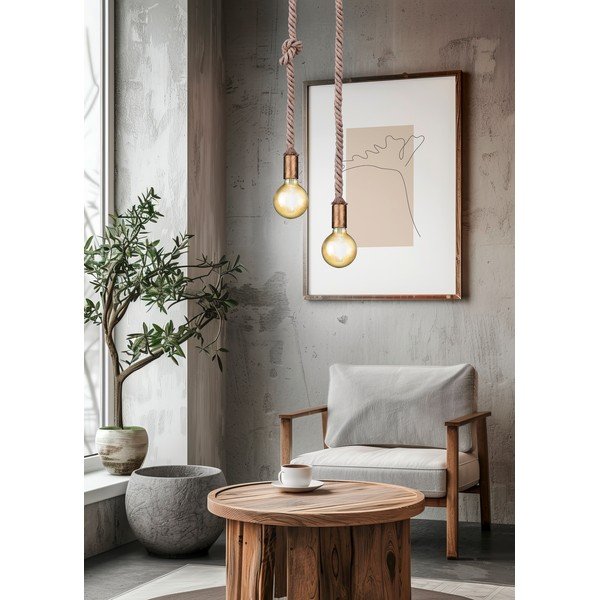 Misiņa krāsas piekaramā lampa ø 12 cm Rope – Trio-image-1