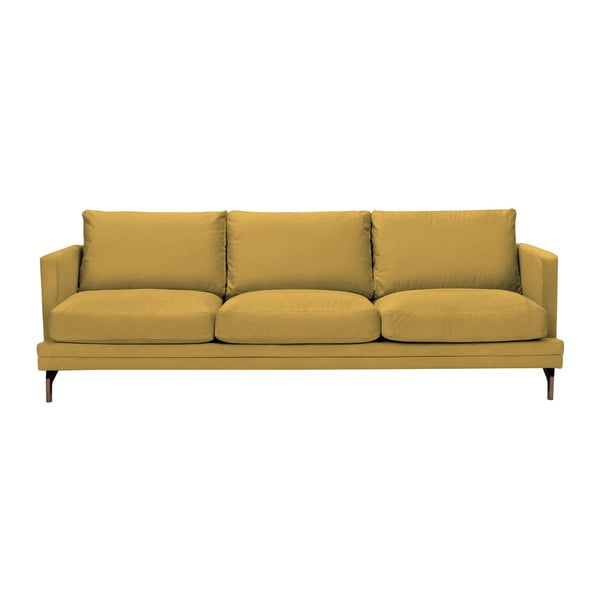 Windsor & Co Dīvāni Jupiter Dzeltens trīsvietīgs dīvāns ar zelta dīvāna pamatni