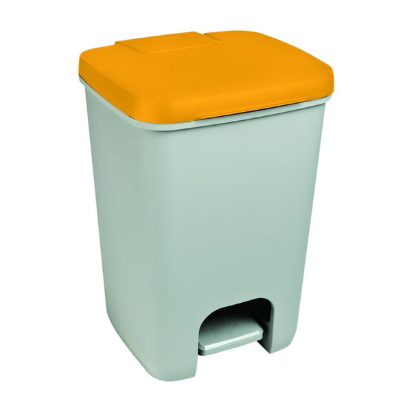 Pelēka atkritumu tvertne ar oranžu vāku Curver Essentials, 20 l