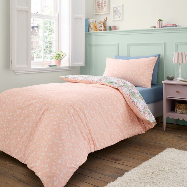 Vienguļamā kokvilnas bērnu gultas veļa 135x200 cm Meadow Bunnies – Belle & Boo-image-3