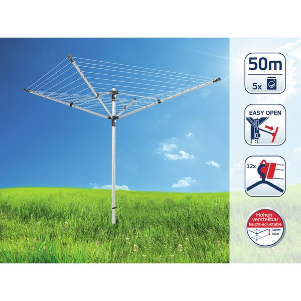 Sudraba krāsas dārza veļas žāvētājs 50 m LinoLift 500 – LEIFHEIT-image-1