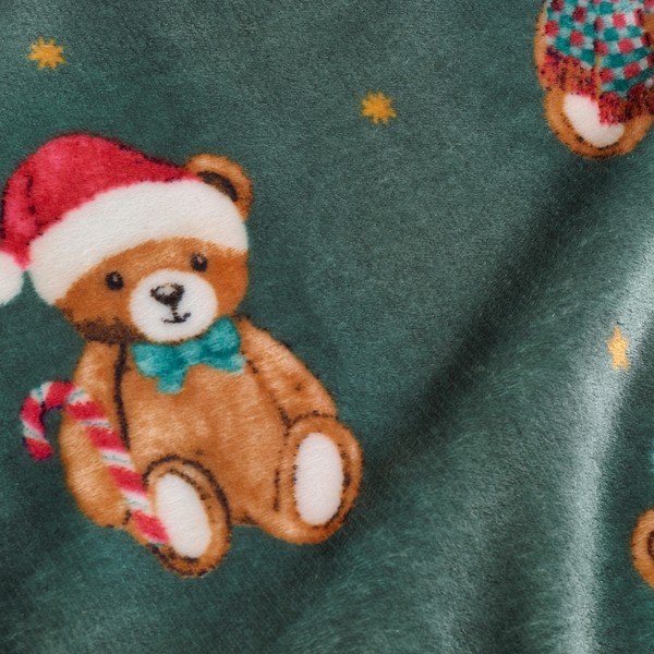 Tumši zaļš pleds ar Ziemassvētku motīvu 170x130 cm Christmas Tartan Teddy Bear – Catherine Lansfield-image-3