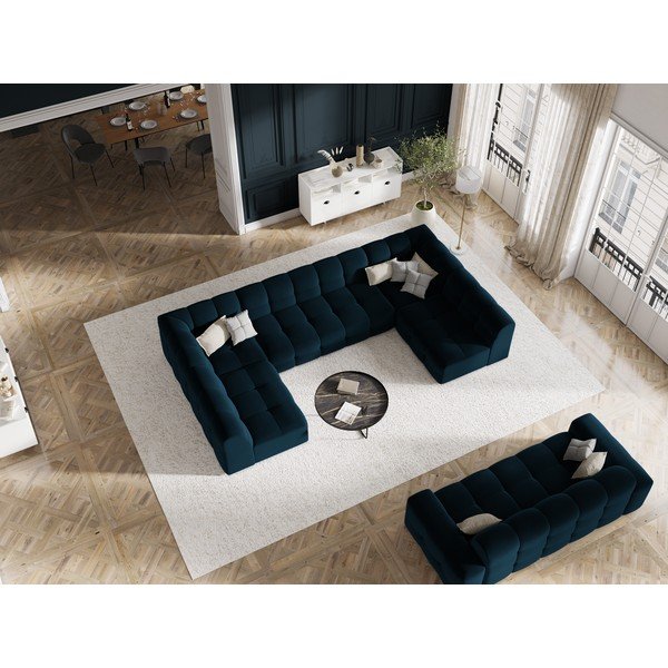 Tumši zils samta dīvāns 222 cm Kendal – Micadoni Home-image-1