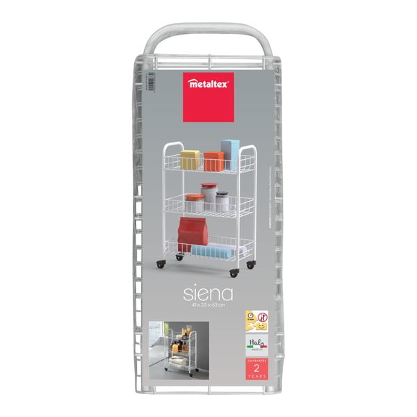 Balts pārvietojams statīvs ar 3 plauktiem Metaltex Siena-image-2