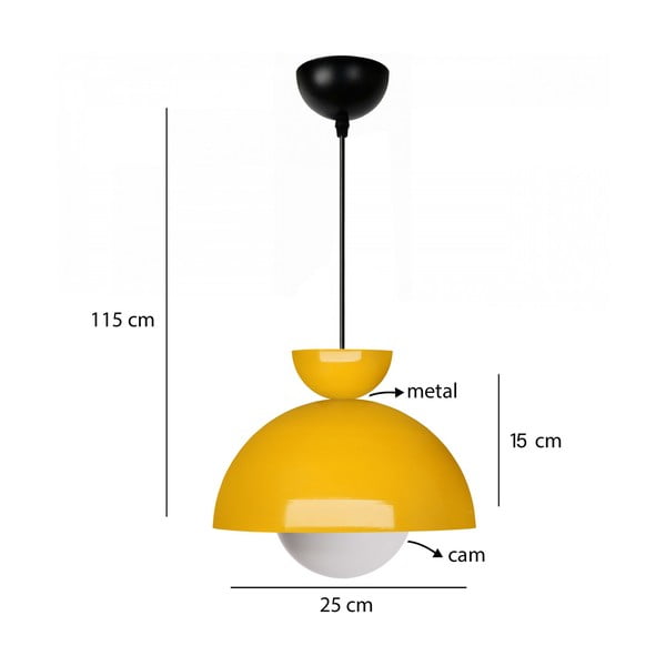 Dzeltena piekaramā lampa ar metāla abažūru ø 25 cm Arta – Opviq lights-image-2