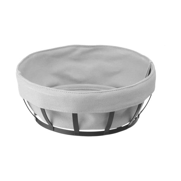 Melni pelēks maizes grozs ar tekstila oderi Hendi, ø 22 cm