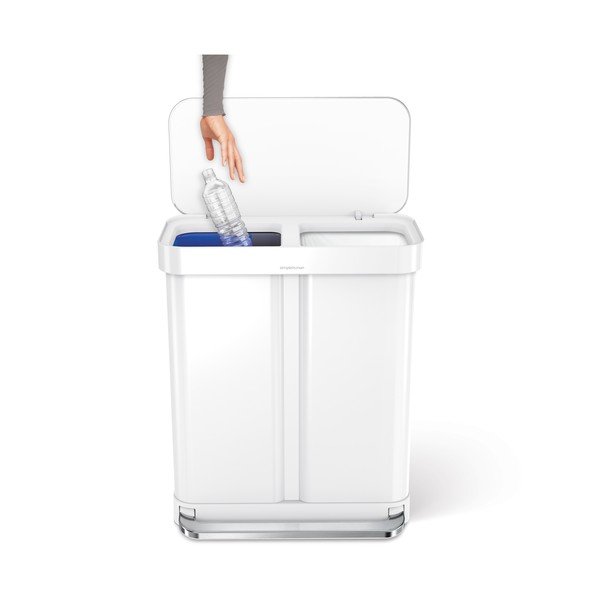 Balta atkritumu šķirošanas/ar pedāli tērauda atkritumu tvertne 34+24 l Dual – simplehuman-image-3