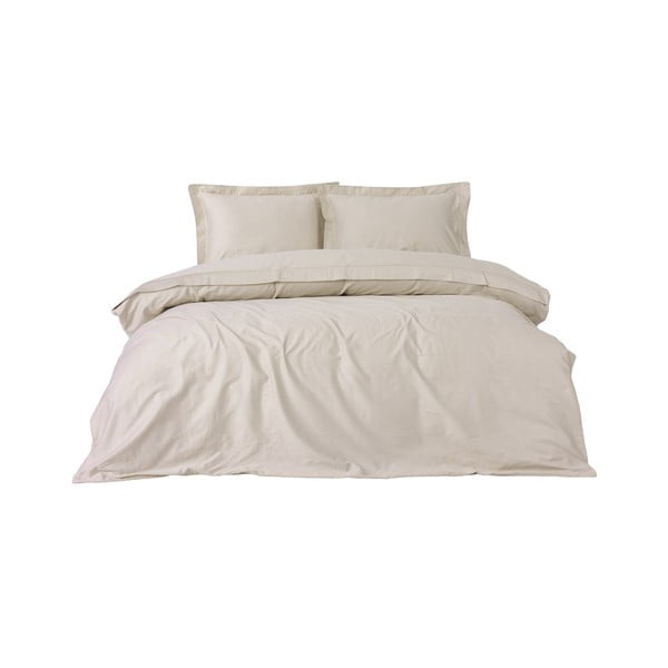 Bēša divguļamā/īpaši gara gultas veļa no kokvilnas satīna 240x220 cm Elegant – Mijolnir