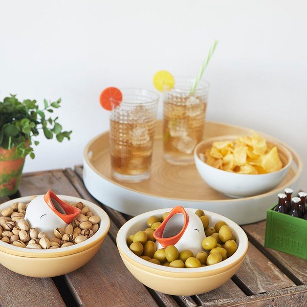 Dzeltena/balta keramikas servēšanas bļodiņa 250 ml Hungry Bird – Balvi-image-1