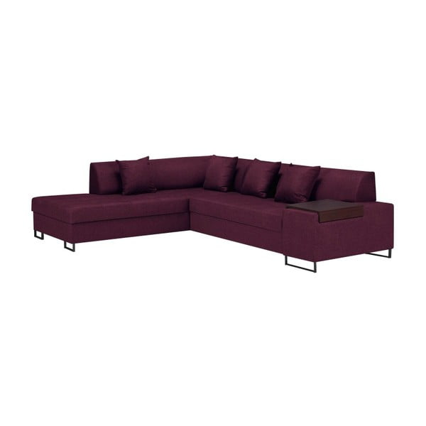 Violeta stūra dīvāns ar melnām kājām Cosmopolitan Design Orlando, kreisais stūris
