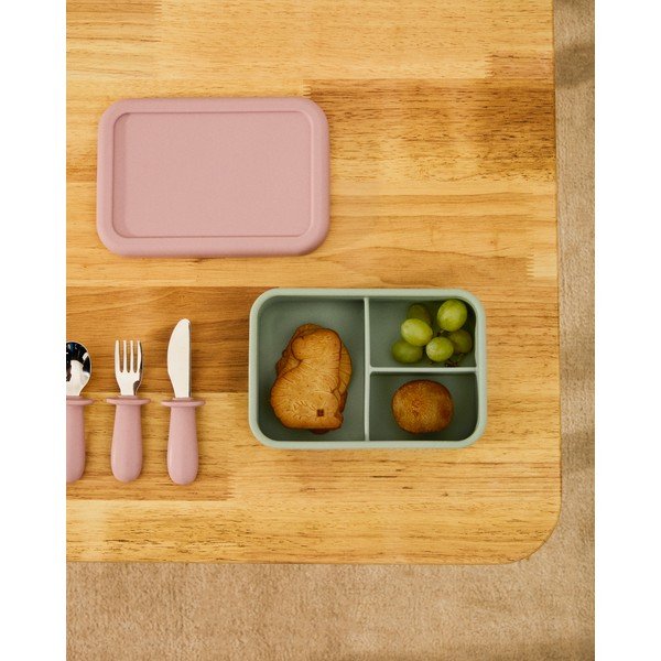 Rozā/tirkīzzila silikona bērnu pusdienu kārba Lili – Kave Home-image-1