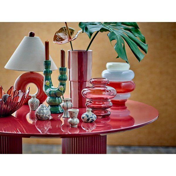 Sarkana/krēmkrāsas keramikas galda lampa ar auduma abažūru (augstums 42 cm) Panja – Bloomingville-image-3