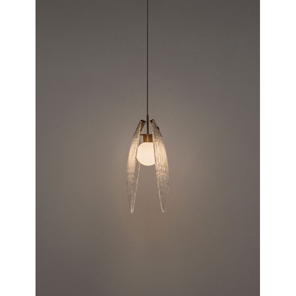 Misiņa krāsas tērauda LED piekaramā lampa ar stikla abažūru Shelina – Nova Luce-image-4