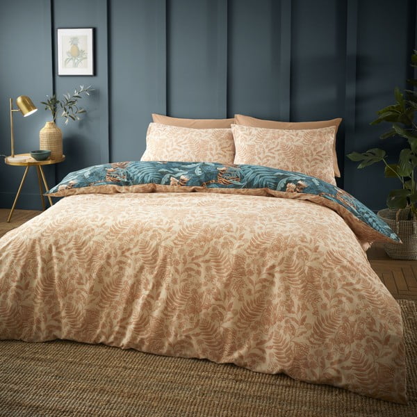 Zaļa/brūna divguļamā gultas veļa 200x200 cm Tropic Tiger Leaf – Catherine Lansfield-image-1