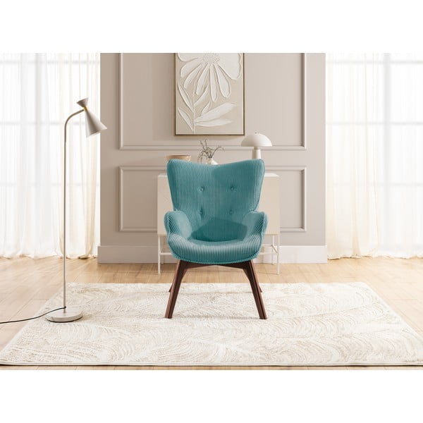 Tirkīzzils velveta atpūtas krēsls Niko – Ropez-image-1