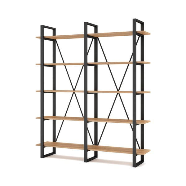 Melns/dabīga toņa ozolkoka imitācijas plaukts 150x180 cm Aviva – Marckeric-image-3