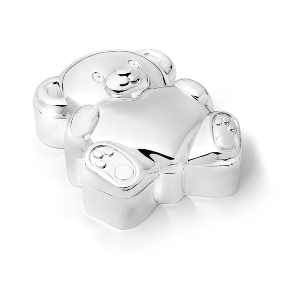 Spīdīgas sudraba krāsas metāla kastīte pirmajam zobam 6x5x2 cm Bear with Heart – Zilverstad-image-3