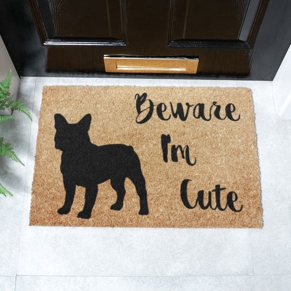 Kokosšķiedras kājslauķis 40x60 cm Beware I'm Cute French Bulldog – Artsy Doormats-image-2