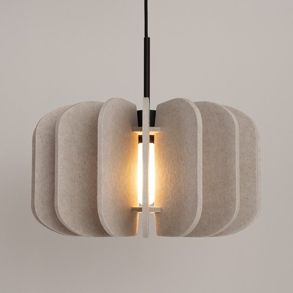 Bēša metāla piekaramā lampa ar auduma abažūru ø 45 cm Elom – Sollux-image-2