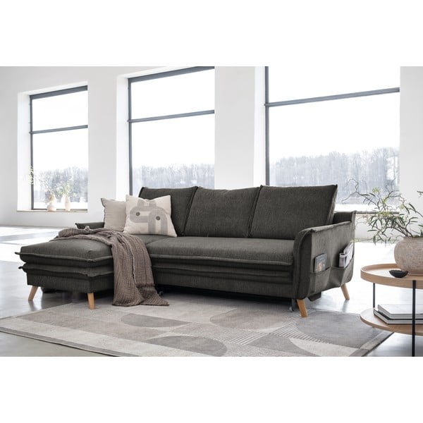 Tumši pelēks salokāms stūra dīvāns (ar kreiso stūri) Charming Charlie – Miuform-image-3