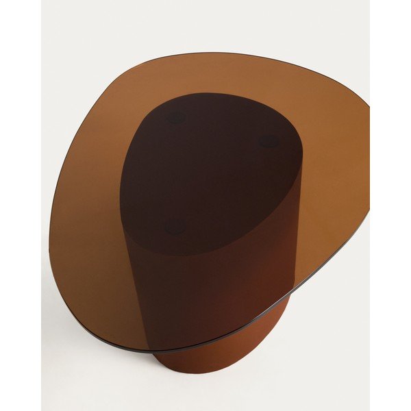 Brūns žurnālgaldiņš ar stikla galda virsmu 74x81,5 cm Olir – Kave Home-image-4