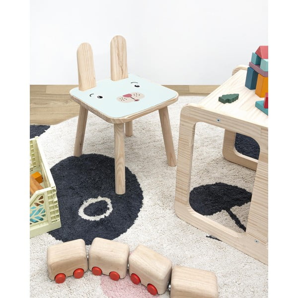 Zils bērnu krēsls no priedes masīvkoka Little Nice Things Bunny-image-1