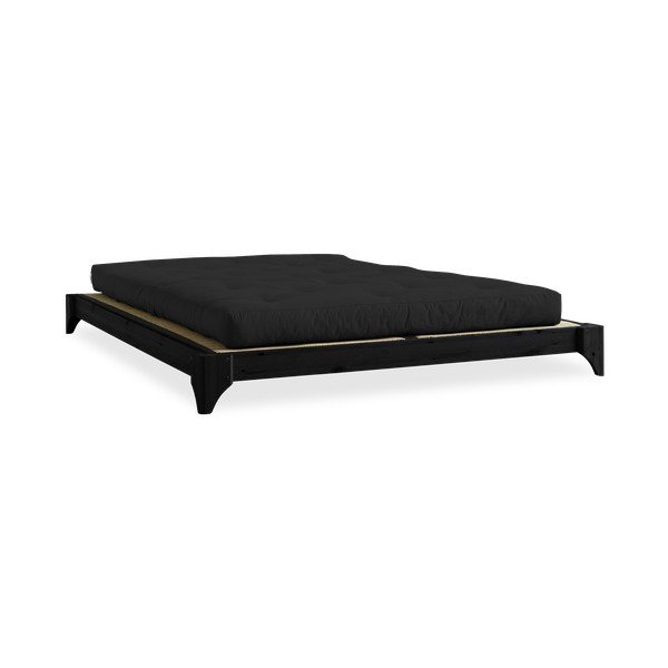Divguļamā gulta no priedes koka ar matraci un tatami Karup Design Elan Double Latex Black Black, 140 x 200 cm