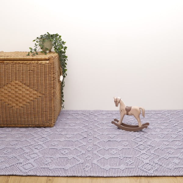 Pelēks ar rokām darināts kokvilnas paklājs Nattiot Blonder, 110 x 170 cm-image-4