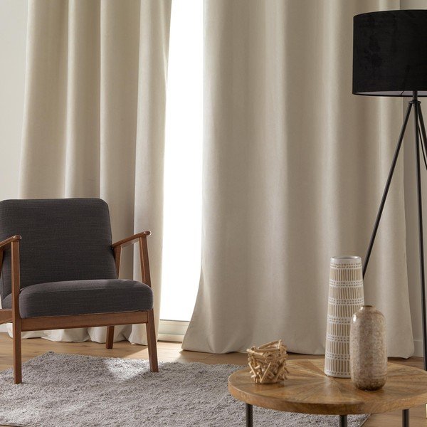 Bēšs samta aizkars 140x260 cm Olympe – douceur d'intérieur-image-1