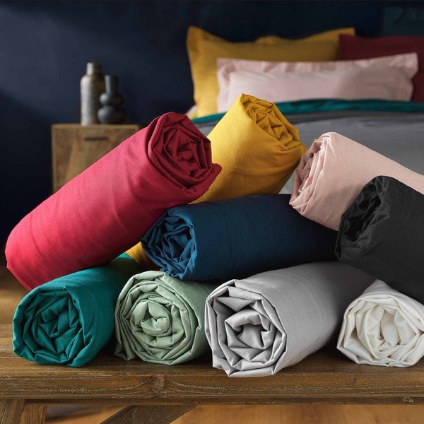 Zaļganzils kokvilnas palags ar gumiju 90x190 cm Lina – douceur d'intérieur-image-4