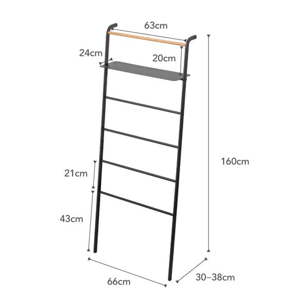 Melnas kāpnes ar plauktu YAMAZAKI Tower Ladder-image-3