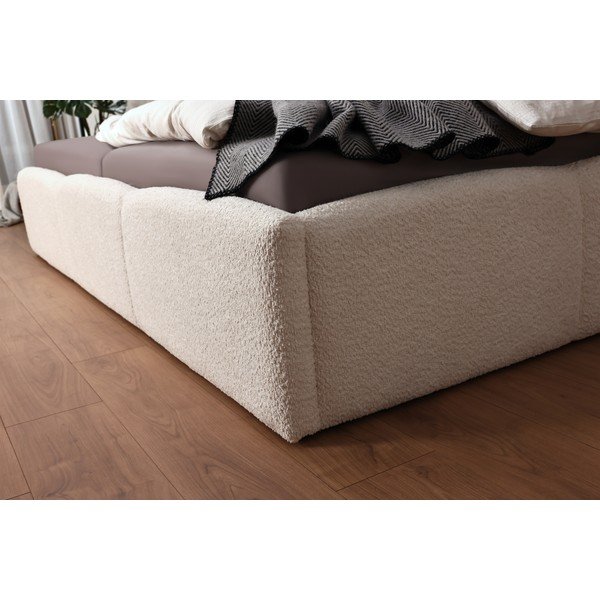 Ziloņkaula krāsas polsterēta divvietīga gulta bez režģa 200x240 cm Merida – Meise Möbel-image-3